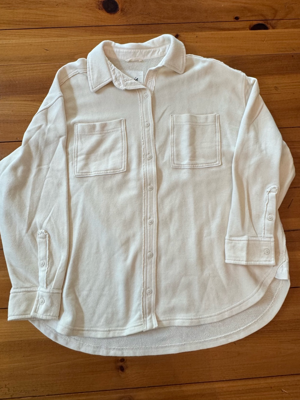 EUC Aerie Cream Oversized Fleece Shacket / Button-Up Shirt Jacket Size XS